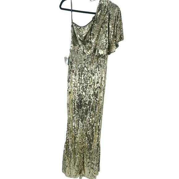 Mac Duggal Gold Embellished One Shoulder Cap Sleeve Trumpet Gown Size 6 NWT - Picture 12 of 12